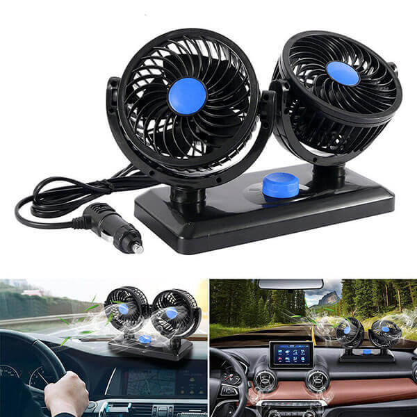 VENTILADOR DOBLE 360° PARA AUTO + ESCENCIA DE REGALO