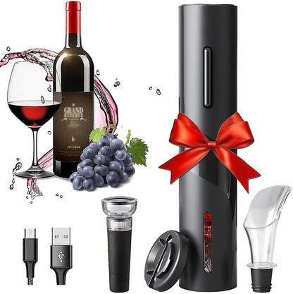 Conjunto de abridor de botellas de vino eléctrico automático recargable 5x1