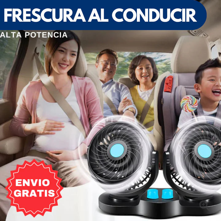 VENTILADOR DOBLE 360° PARA AUTO + ESCENCIA DE REGALO