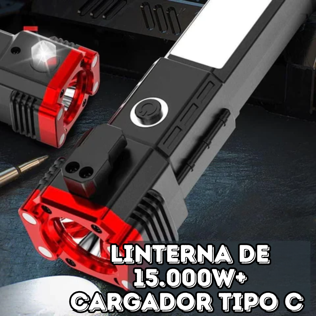 Linterna LED multifunción con cargador de teléfono, rompe cristales y resistente al agua 50% DE DESCUENTO