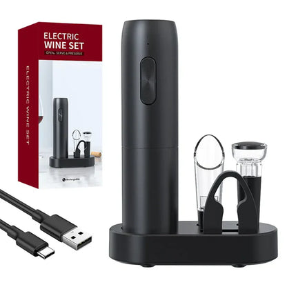 Conjunto de abridor de botellas de vino eléctrico automático recargable 5x1