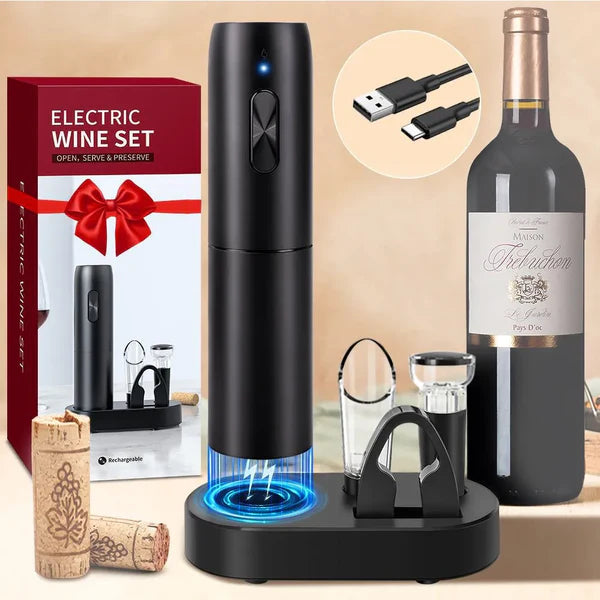 Conjunto de abridor de botellas de vino eléctrico automático recargable 5x1