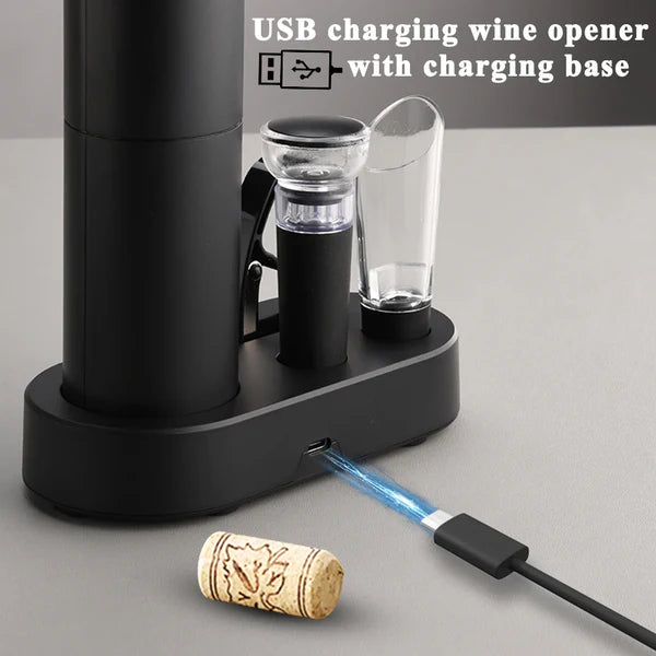 Conjunto de abridor de botellas de vino eléctrico automático recargable 5x1