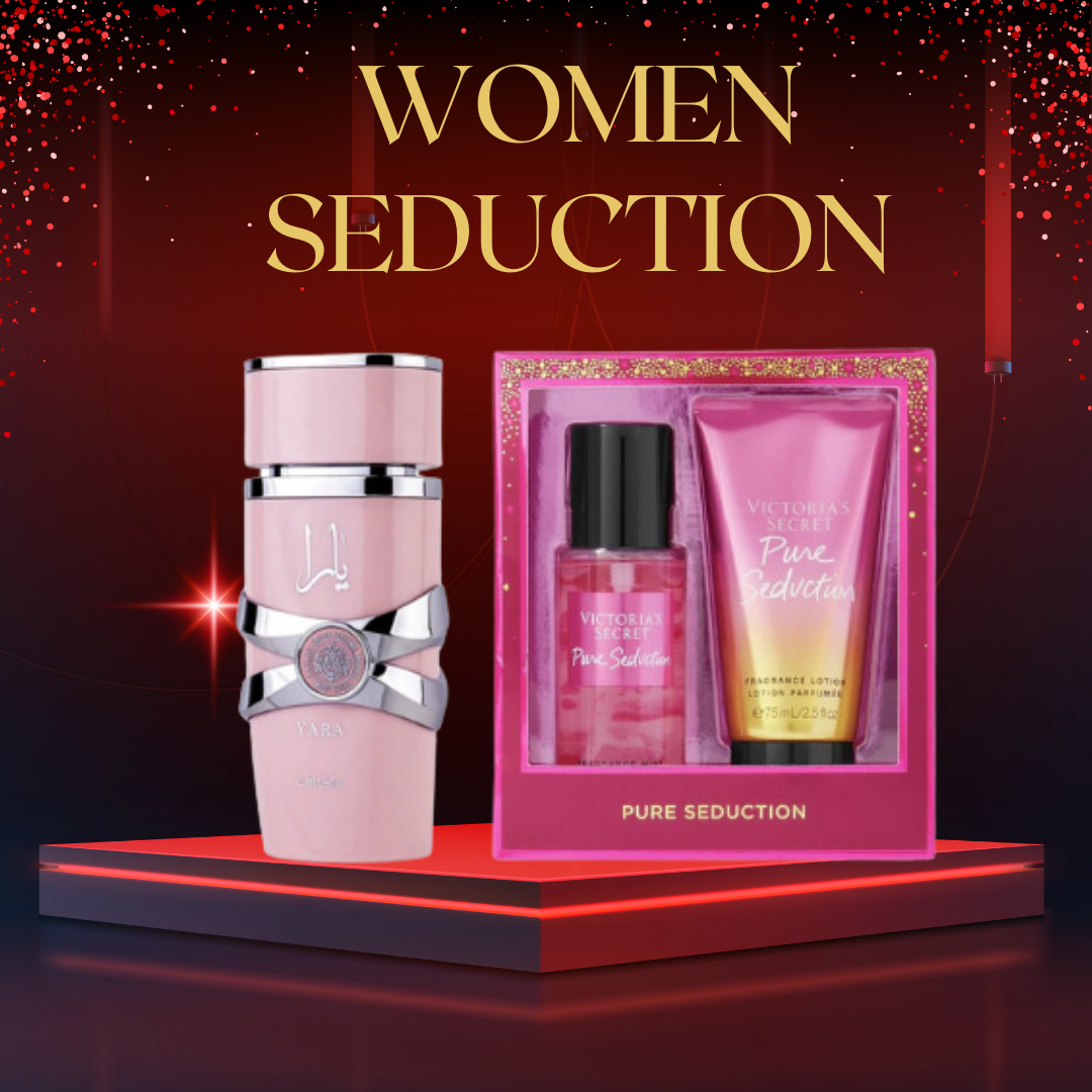 Kit seduction women- Perfume Yara + kit pure seduction de victoria secret 🌸